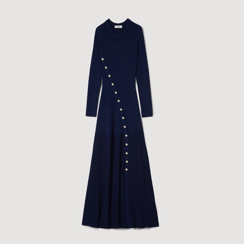 Sandro Knit midi dress Deep Blue | SN-SDO64271