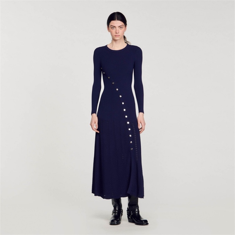 Sandro Knit midi dress Deep Blue | SN-SDO64271