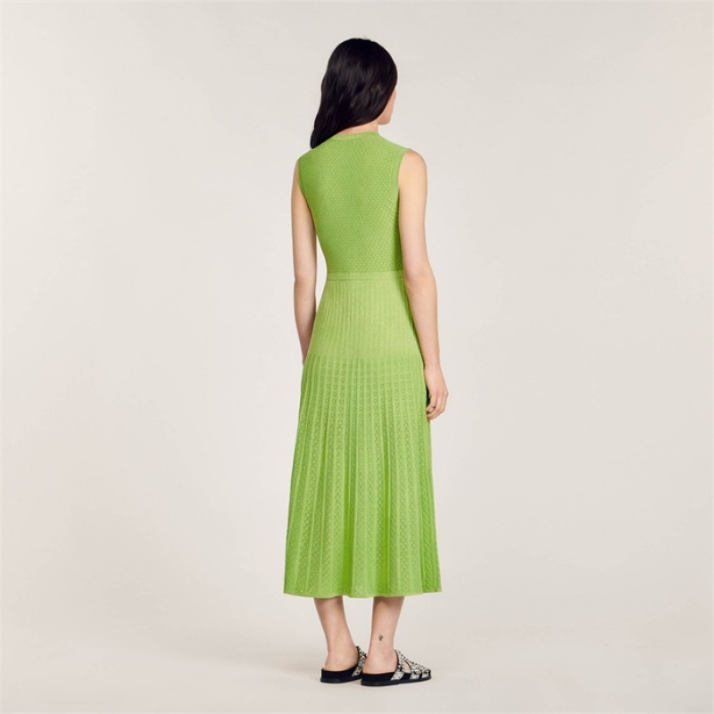 Sandro Knit midi dress Olive Green | SN-SDO64298