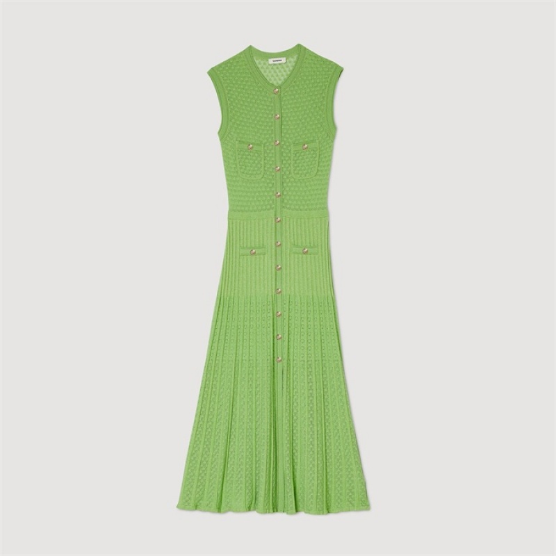 Sandro Knit midi dress Olive Green | SN-SDO64298