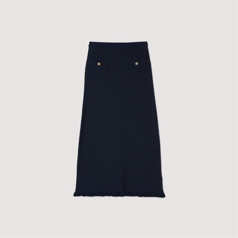 Sandro Knit midi skirt Deep Blue | SN-SDO64739