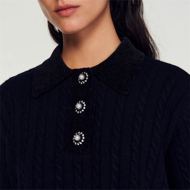 Sandro Knit polo neck sweater Black | SN-SDO64574