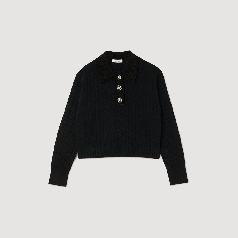 Sandro Knit polo neck sweater Black | SN-SDO64574