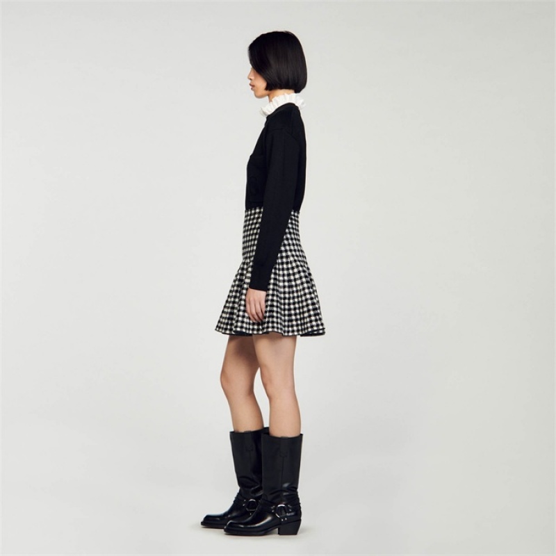 Sandro Knit skirt Black / Ecru | SN-SDO64714