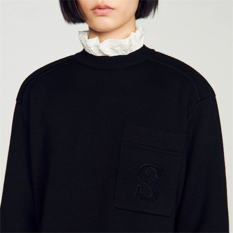 Sandro Knitted sweater with high neck Black | SN-SDO64628