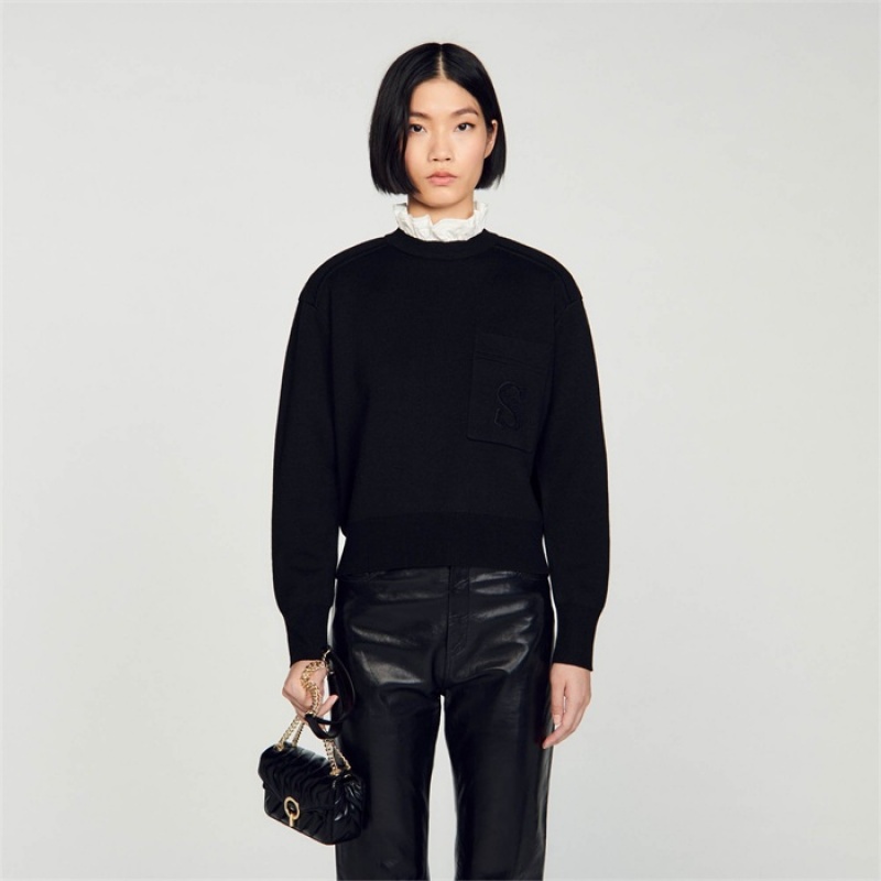 Sandro Knitted sweater with high neck Black | SN-SDO64628