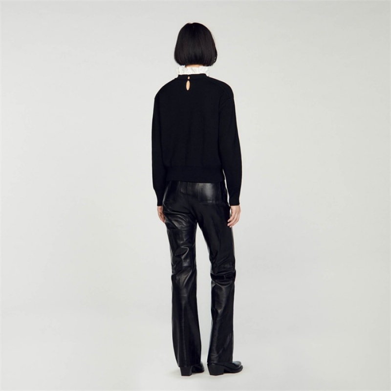 Sandro Knitted sweater with high neck Black | SN-SDO64628