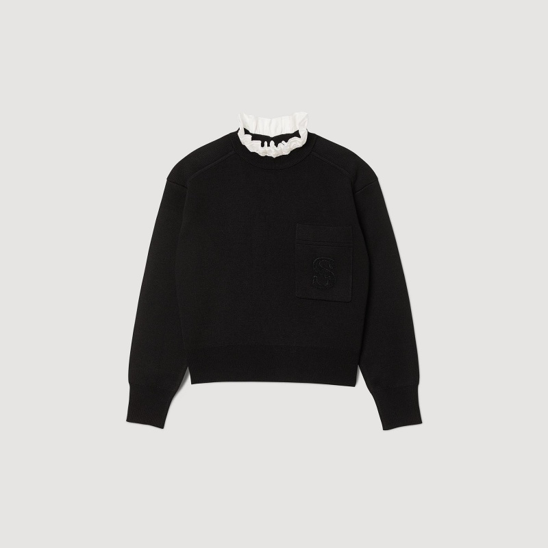 Sandro Knitted sweater with high neck Black | SN-SDO64628