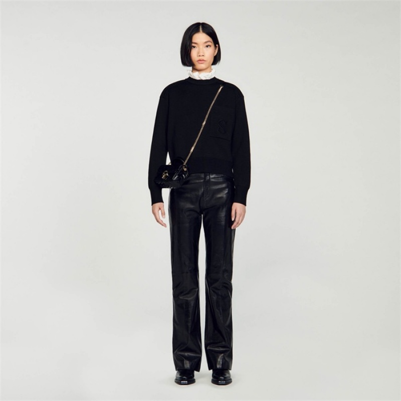 Sandro Knitted sweater with high neck Black | SN-SDO64628