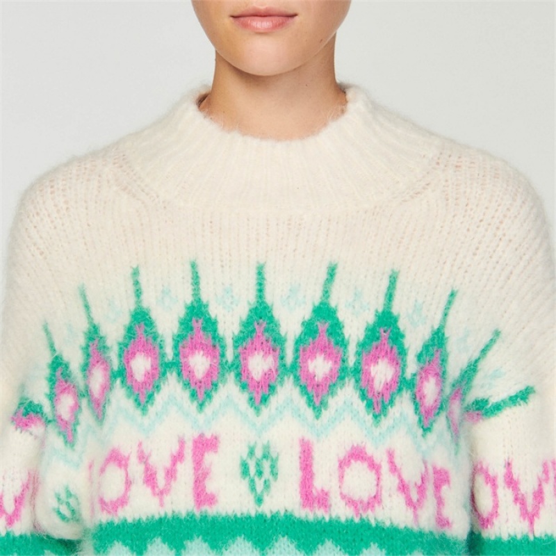 Sandro LOVE knit sweater Ecru | SN-SDO64588