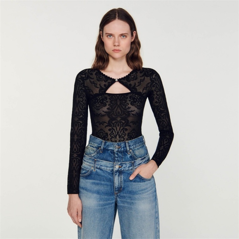 Sandro Lace bodysuit Black | SN-SDO64329