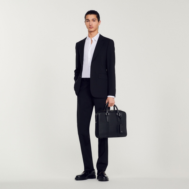 Sandro Large briefcase in coated canvas Black | SN-SDO65399