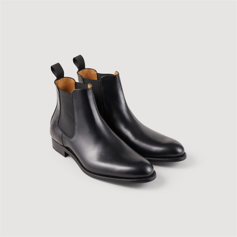 Sandro Leather Chelsea ankle boots Black | SN-SDO65418