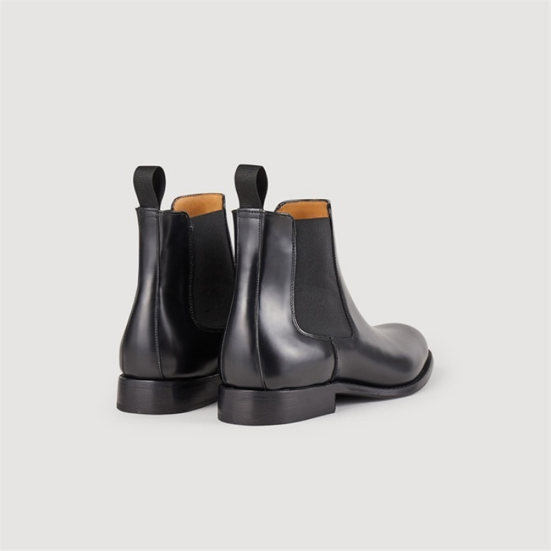 Sandro Leather Chelsea ankle boots Black | SN-SDO65418