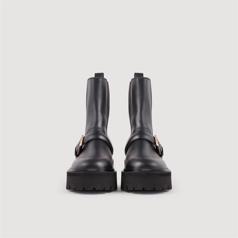 Sandro Leather ankle boots Black | SN-SDO64930