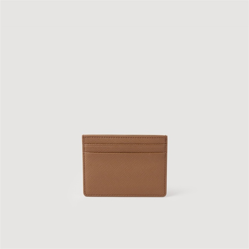 Sandro Leather card holder Brown Olive | SN-SDO65431