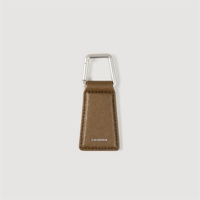 Sandro Leather key ring Dark Khaki | SN-SDO65433