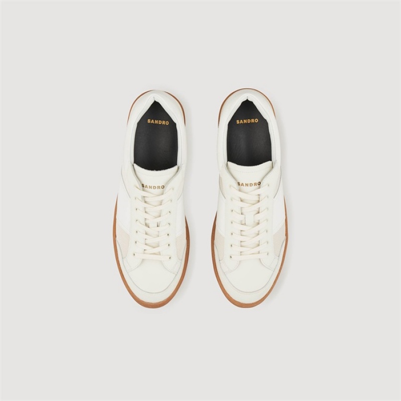 Sandro Leather trainers Ecru | SN-SDO65427