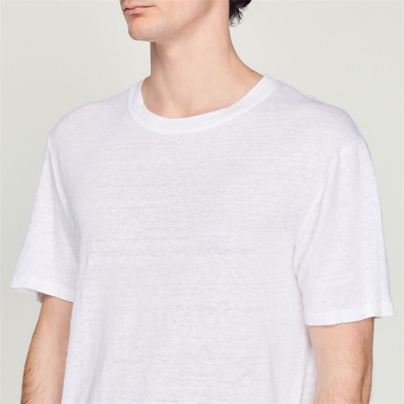 Sandro Linen T-shirt White | SN-SDO65118