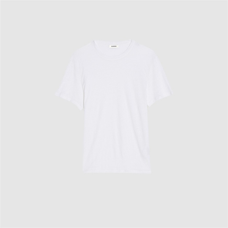 Sandro Linen T-shirt White | SN-SDO65118