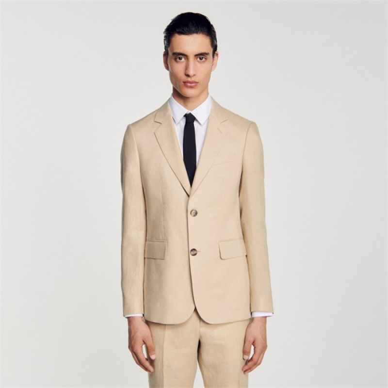 Sandro Linen suit jacket Beige | SN-SDO65245