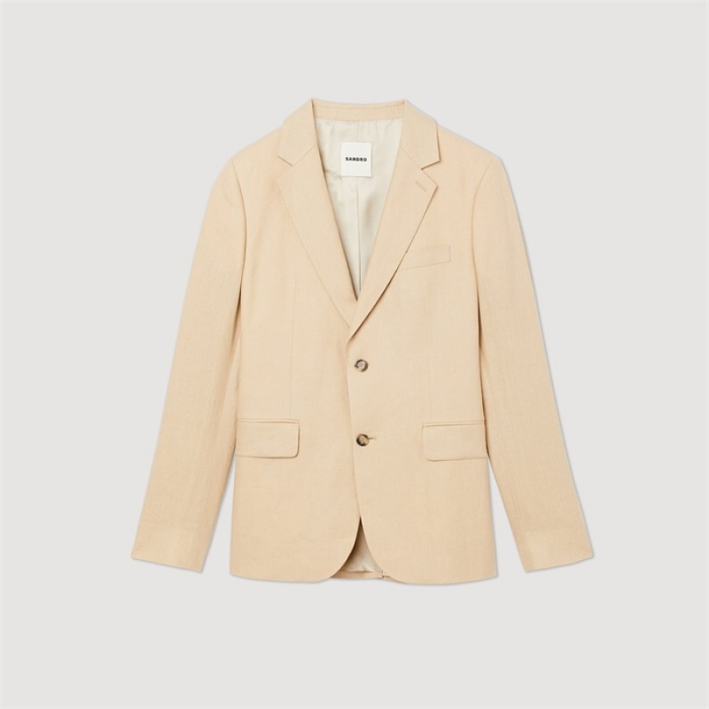 Sandro Linen suit jacket Beige | SN-SDO65245