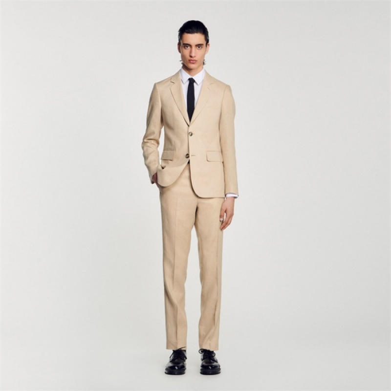 Sandro Linen suit jacket Beige | SN-SDO65245