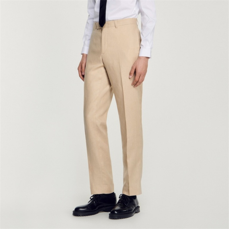 Sandro Linen trousers Beige | SN-SDO65246