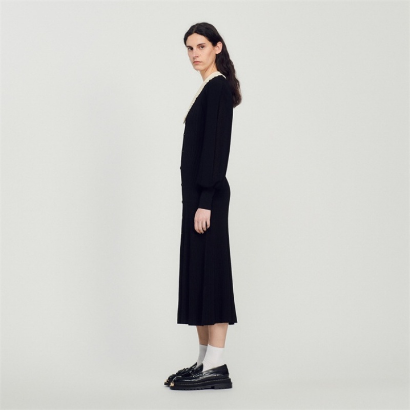 Sandro Long dress with long sleeves Black | SN-SDO64184