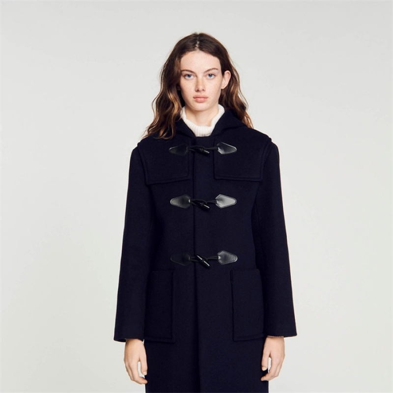 Sandro Long duffle coat Deep Blue | SN-SDO64517