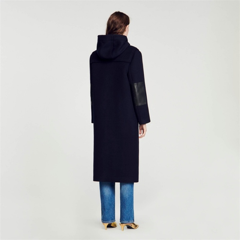 Sandro Long duffle coat Deep Blue | SN-SDO64517