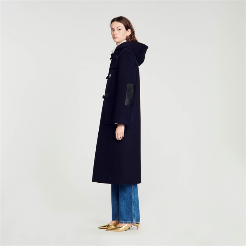 Sandro Long duffle coat Deep Blue | SN-SDO64517