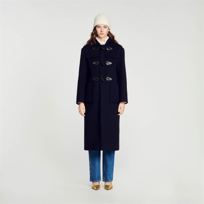 Sandro Long duffle coat Deep Blue | SN-SDO64517