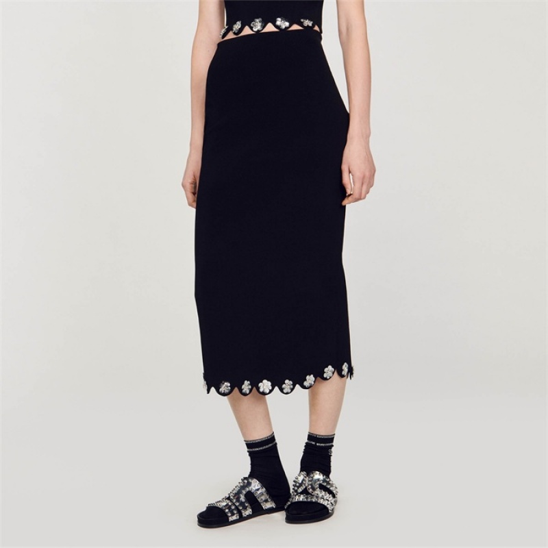 Sandro Long knit skirt Black | SN-SDO64737