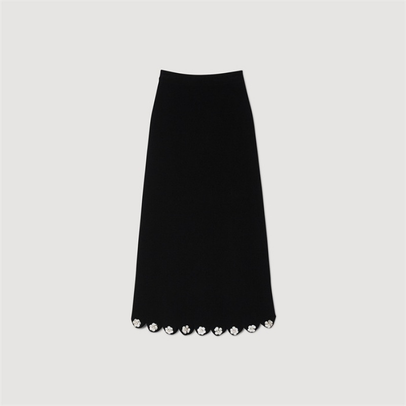 Sandro Long knit skirt Black | SN-SDO64737