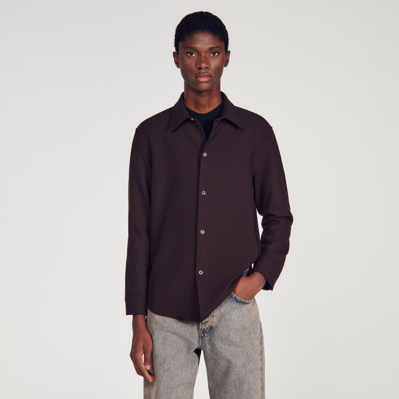 Sandro Long-sleeve jersey shirt Black Brown | SN-SDO65036