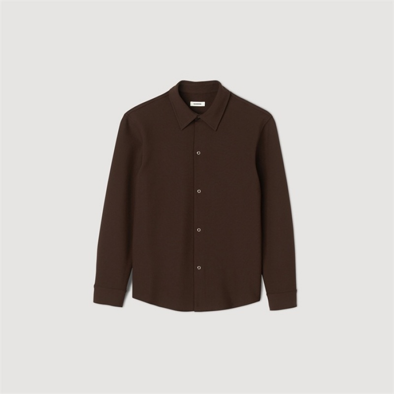 Sandro Long-sleeve jersey shirt Black Brown | SN-SDO65036