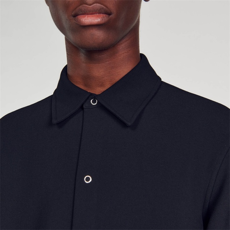 Sandro Long-sleeve jersey shirt Black | SN-SDO65037