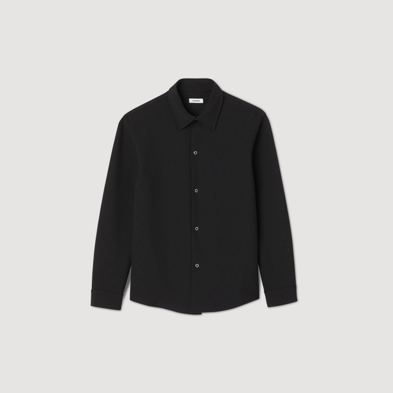 Sandro Long-sleeve jersey shirt Black | SN-SDO65037