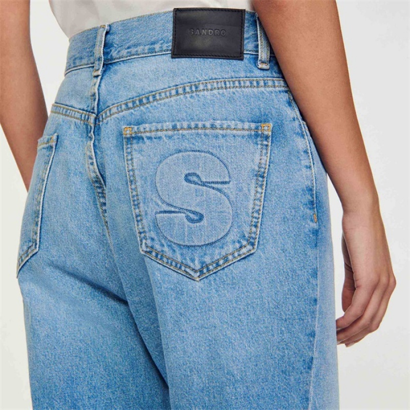 Sandro Low-rise straight-leg jeans Blue Jean | SN-SDO64826