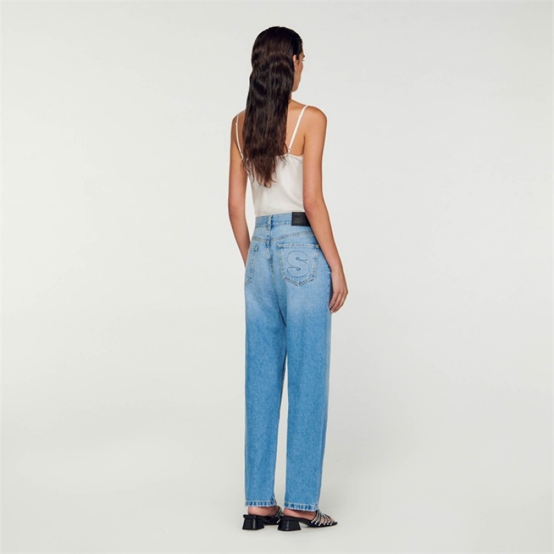 Sandro Low-rise straight-leg jeans Blue Jean | SN-SDO64826