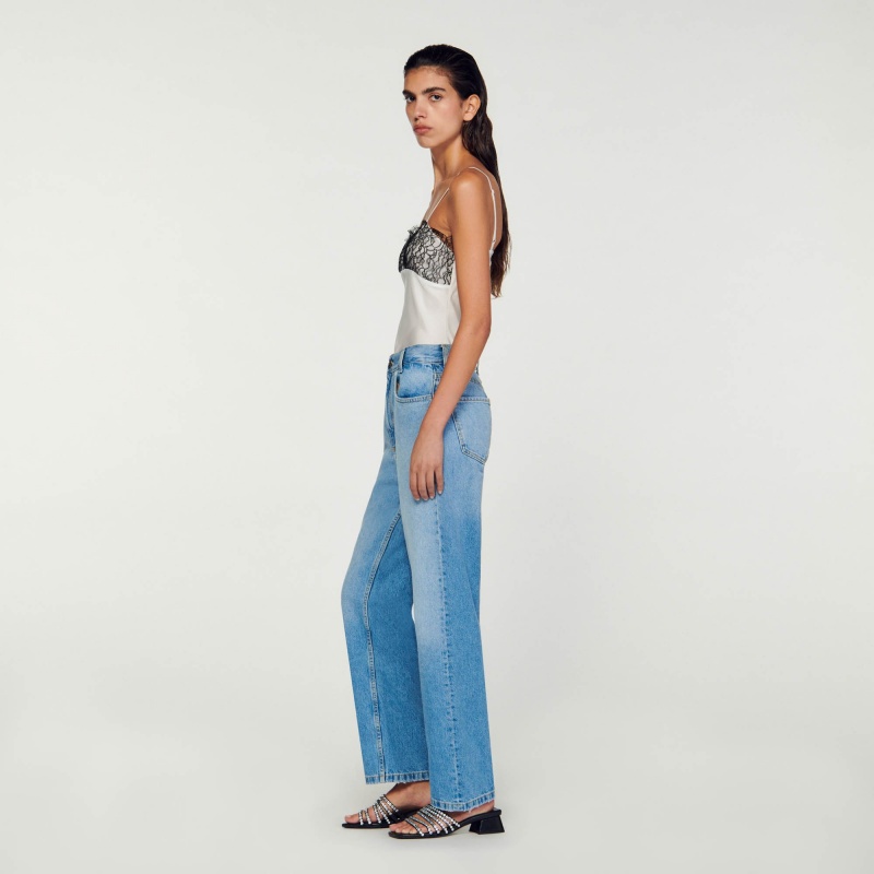 Sandro Low-rise straight-leg jeans Blue Jean | SN-SDO64826