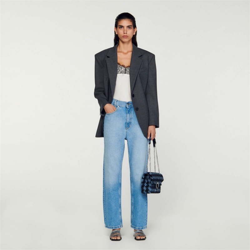 Sandro Low-rise straight-leg jeans Blue Jean | SN-SDO64826