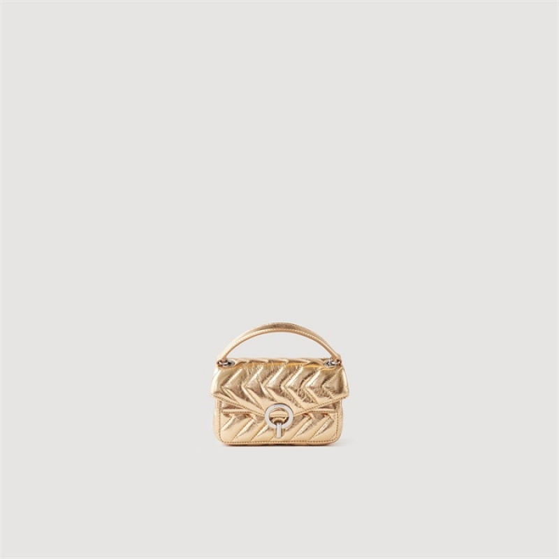 Sandro Metallic leather Yza Mini Bag Gold | SN-SDO64853