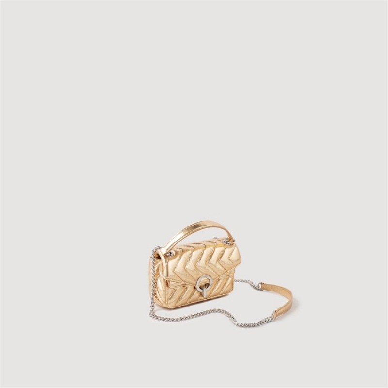 Sandro Metallic leather Yza Mini Bag Gold | SN-SDO64853