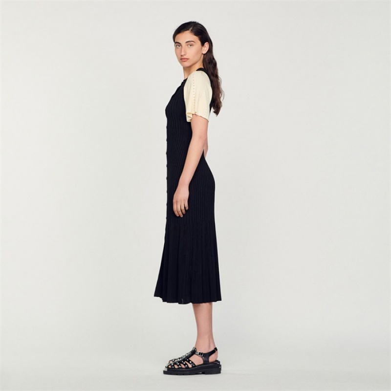 Sandro Midi knit dress Black | SN-SDO64219