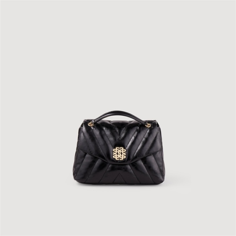 Sandro Mila quilted leather bag Black | SN-SDO64856