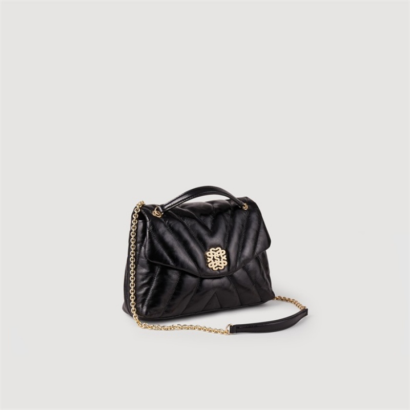 Sandro Mila quilted leather bag Black | SN-SDO64856