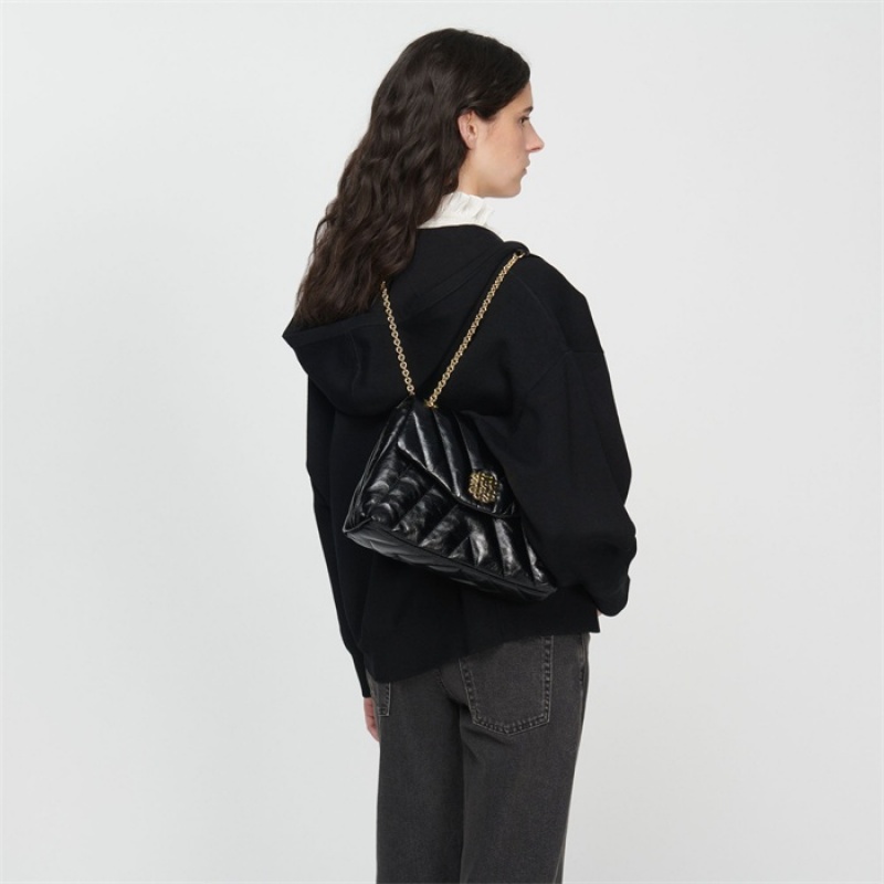 Sandro Mila quilted leather bag Black | SN-SDO64856