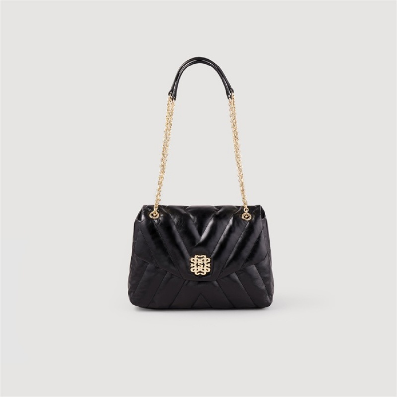 Sandro Mila quilted leather bag Black | SN-SDO64856